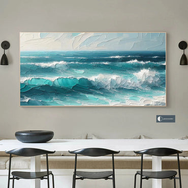 Thick Texture Knife Painted Seascape Pic Dafeng Oil Painting  Handmade Abstract Oil Painting on Canvas Wall Art Home Decoration