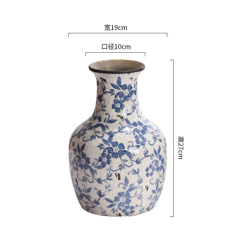 Blue And White Porcelain Vases Flower Arrangements Living Room Decorations Chinese Style Ceramic Home Decoration Retro Porcelain