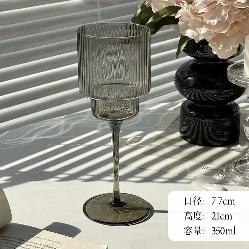 French Vintage Vertical Glass Goblet Creative Red Wine Glass Cup Champagne Glass Home Juice Glass Dessert Wine Glass Grape Wine