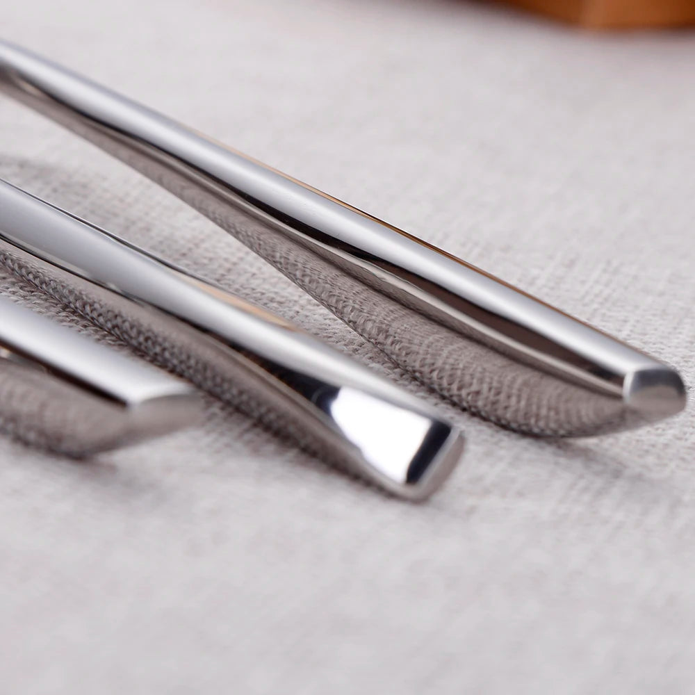 6/16/20/24/28Pcs Cutlery Set Stainless Steel 304 Tableware Mirror Sliver Dinner Set Western Knife Fork Spoon Elegant Flatware