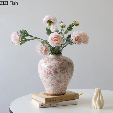 Creative Cracked Texture Vase Blue and White Porcelain Flower Pot Table Decoration Flower Arrangement Vases Room Aesthetic Decor