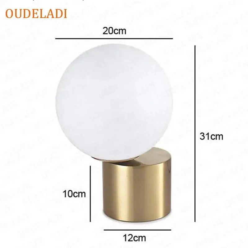 Glass Ball Brass Table Lamps Living Room Bedroom Study Bedside LED Eye Protection Desk Light Home Decor Lighting fixture