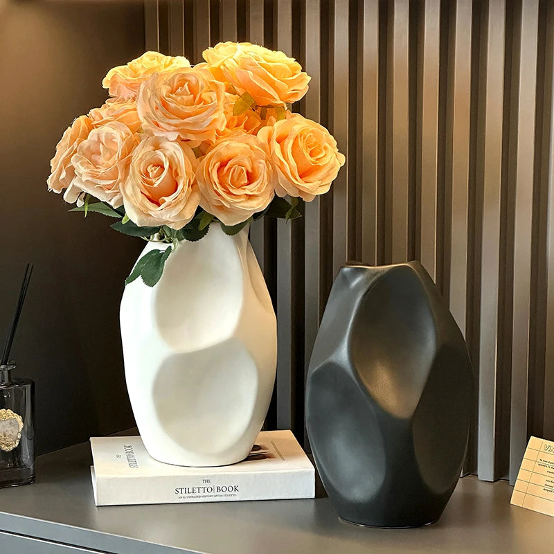 Wabi-sabi style retro ceramic vase decoration, living room ornaments, entrance hall TV cabinet, flower arrangement, hydroponic