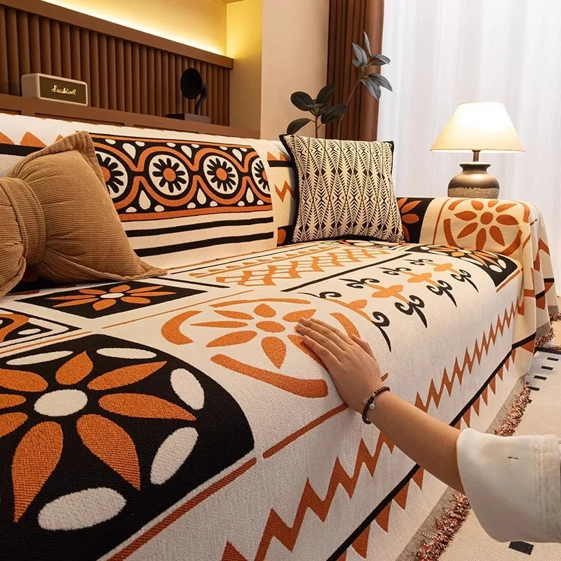 Camping Picnic Sofa Cover Sofa Mat 2025 All-season Ethnic Style Chenille Sofa Covers Throw Blanket Camping Mat housses de canapé