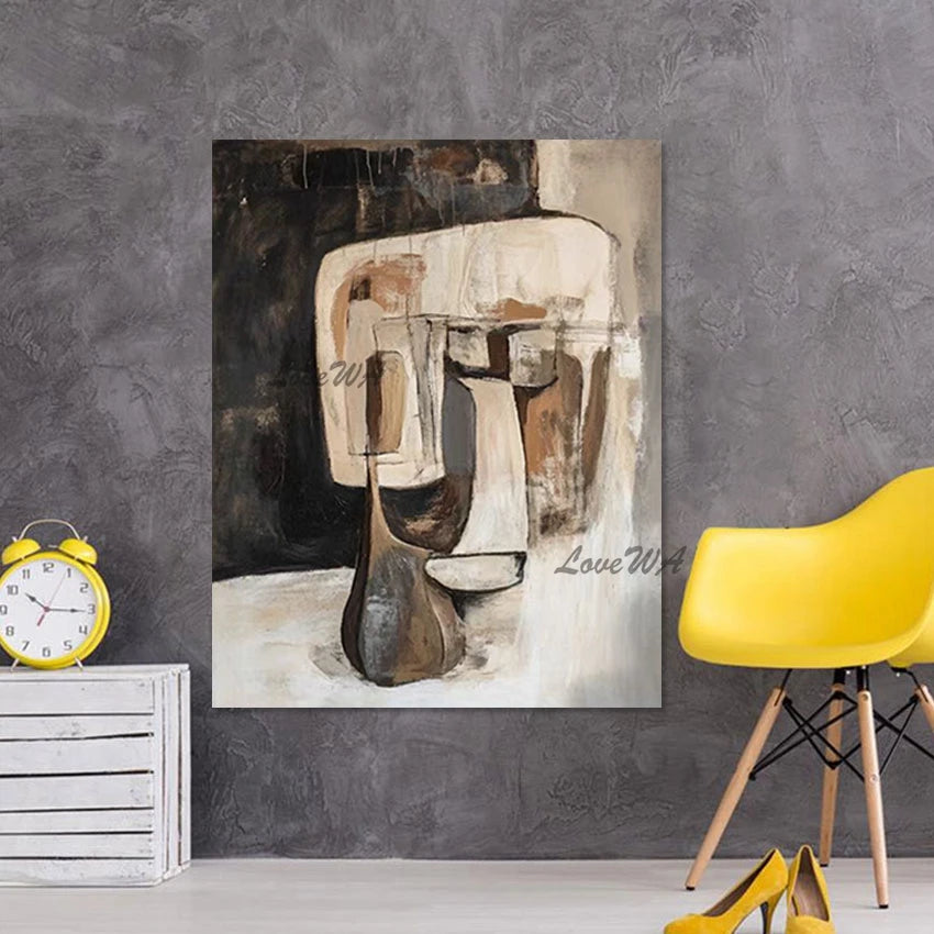 Frameless Paintings Canvas Abstract Art Textured Hand Drawing Showpiece, Latest Arrival Picture Wall Decorations For Living Room