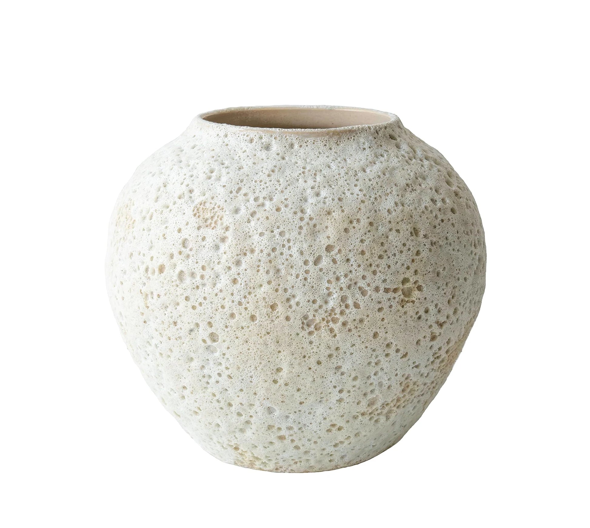 White Ceramic Vase Medium Textured Vase for Centerpieces, Kitchen, Living Room, Bedroom Decorative Gifts (8 x 8.5 x 8.5 inches)
