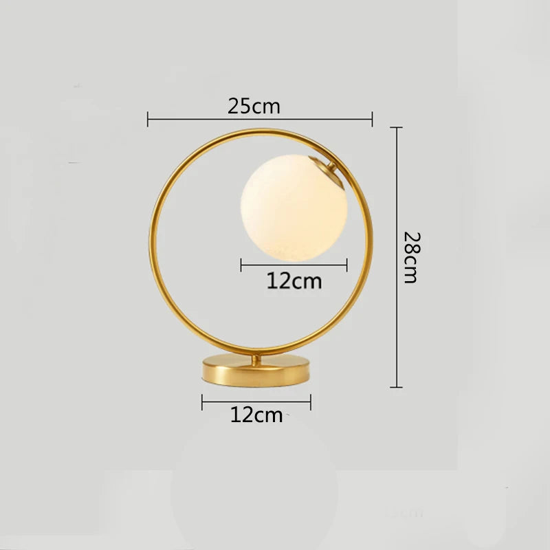 Nordic Brass Ring Glass Ball Table Lamp Modern Led Living Room Bedroom Hotel Home Decor Desk Lamp Eye Protection lamp