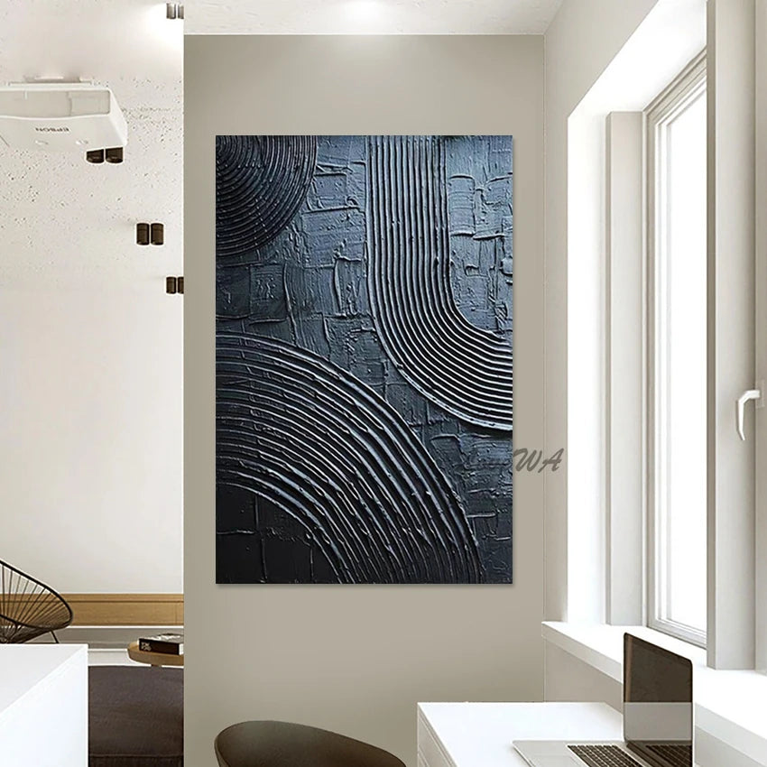 Black Abstract Palette Knife Oil Paintings Frameless Acrylic Textured Art Drawing Modern Canvas Decor Bedroom Wall Picture