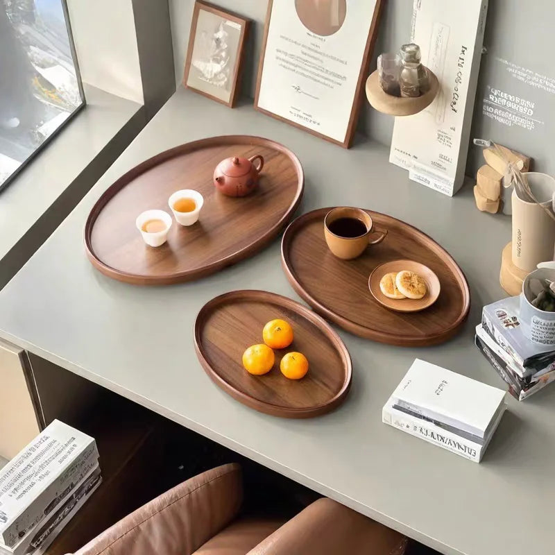 Wooden Decorative Serving Tray for Coffee Table and Home Decor Fruit Platter Decor Trays Serving Ware Food Dish Serving Platters