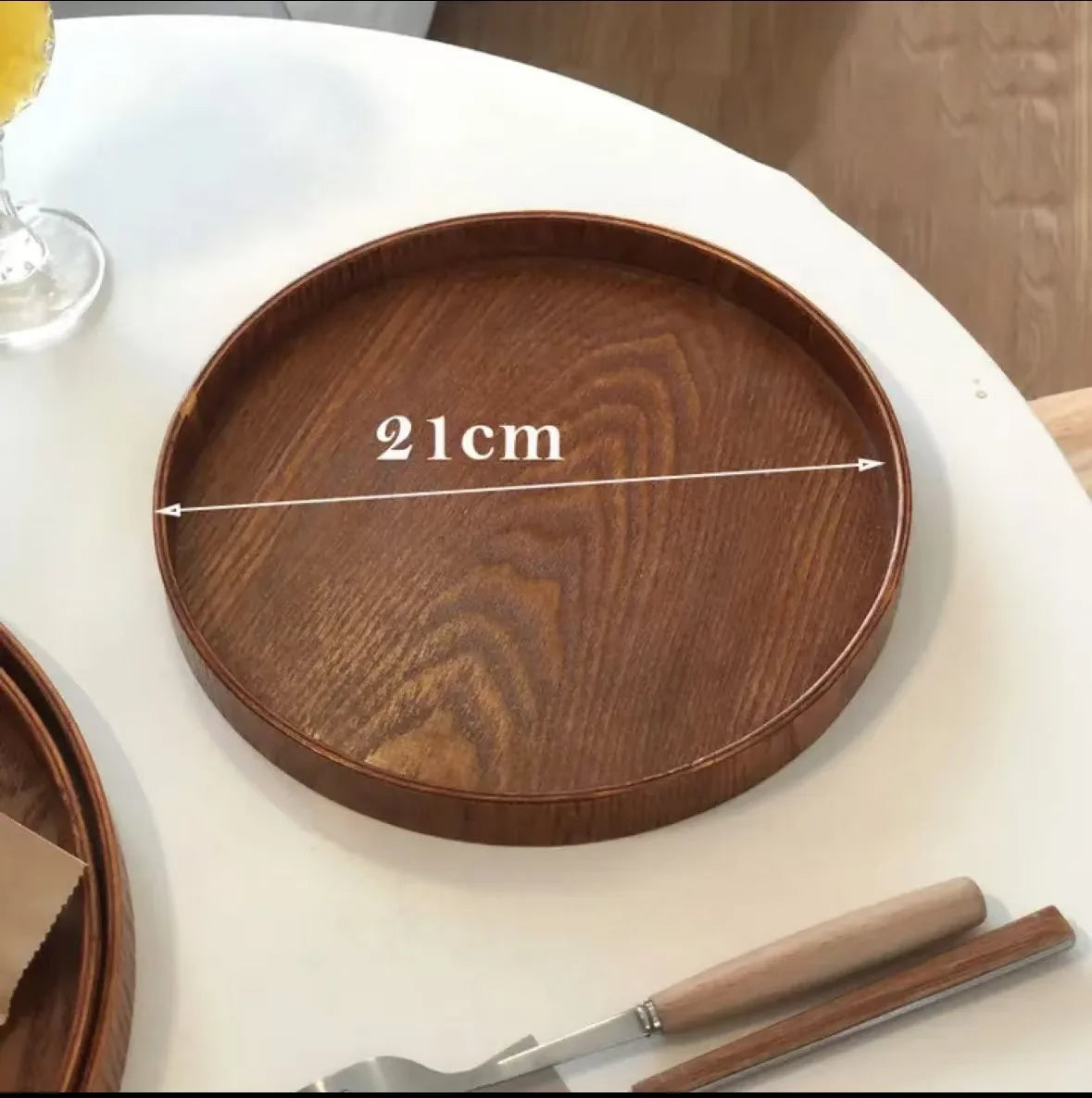 Wooden Round Table Decoration Tray Tray Decorative Trays Snack cake Plate Sundries Display Organizer Desktop Decorative Plate