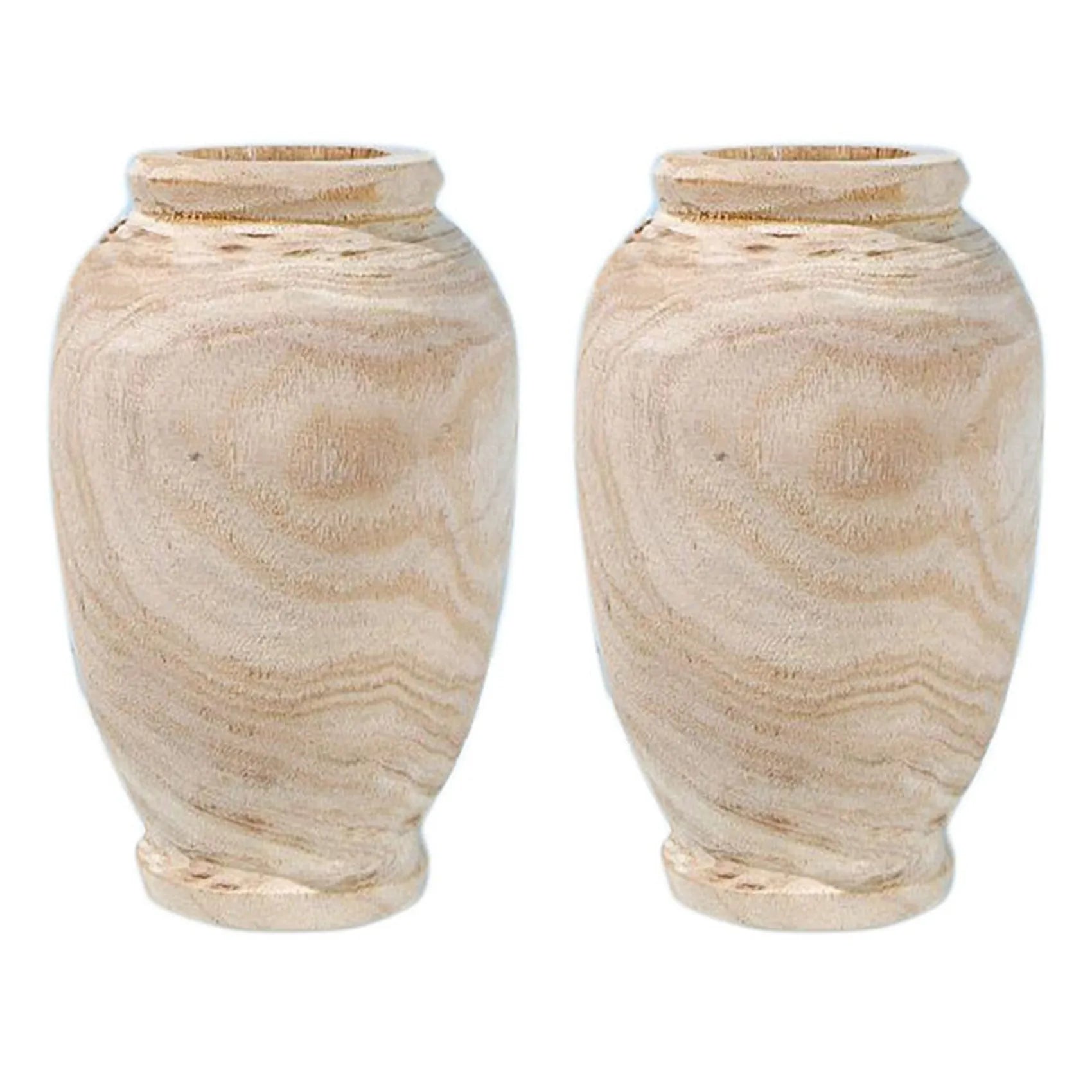ABYN-2X Wooden Vase Decoration Living Room Table Solid Wood Ware Flower Bottle Ornament Home Decoration