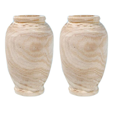 ABYN-2X Wooden Vase Decoration Living Room Table Solid Wood Ware Flower Bottle Ornament Home Decoration