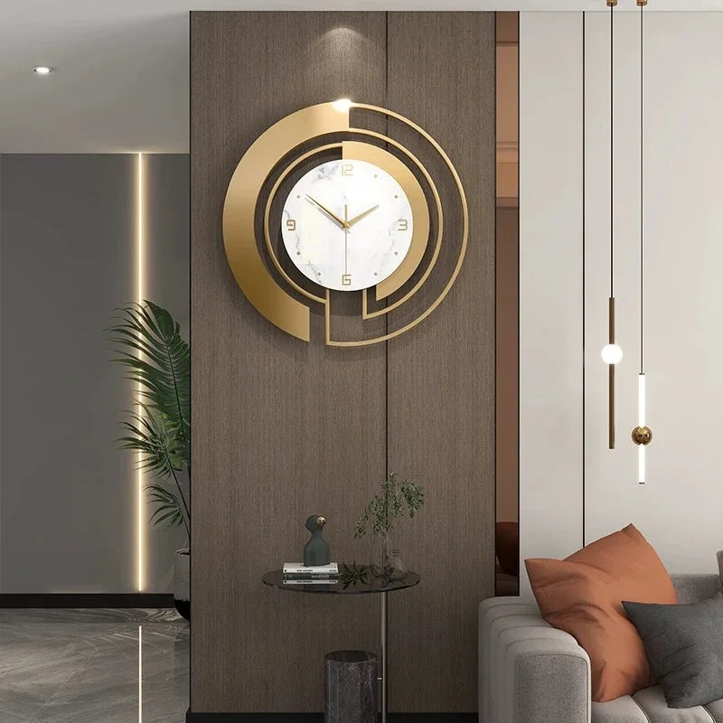 Nordic Light Luxury Metal Wall Clock Fashion Design Large Home Decoration Pendant Clock Hotel Living Room Wall Hanging Clocks