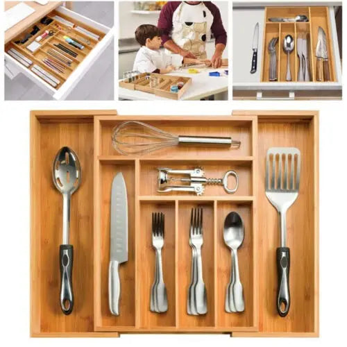 Extendable Cutlery Tray Expandable Storage Organizer Kitchen Drawer Holder Tray Insert Cabinet Utensil Box Makeup Toys Sundries