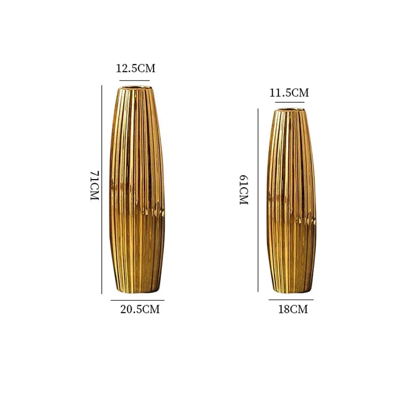 Nordic Ceramics Flower Vase for Entrance Light Luxury High-end Household Vase Large Electroplating Floor-standing Vase for Hotel