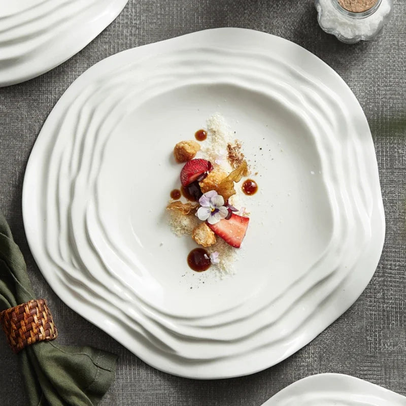 Special-shaped Ceramic Artistic Conception Dish Featured Hotel Western Food Steak Plate Pasta Plate Kitchen Fruit Salad Plate