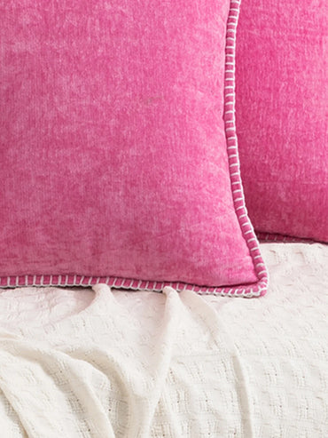 Pink Chenille Cushion Cover Soft Throw Pillow Cover 50x50cm Velvet Pillow Case Stitched Edge Couch Sofa Decor Pillowcase 45x45CM