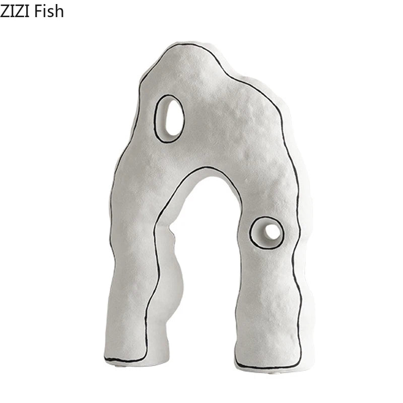 Creative Shape Hollow Ceramic Vase Table Decoration Artificial Flower Decorative Flowers Arrangement Vases Room Aesthetic Decor