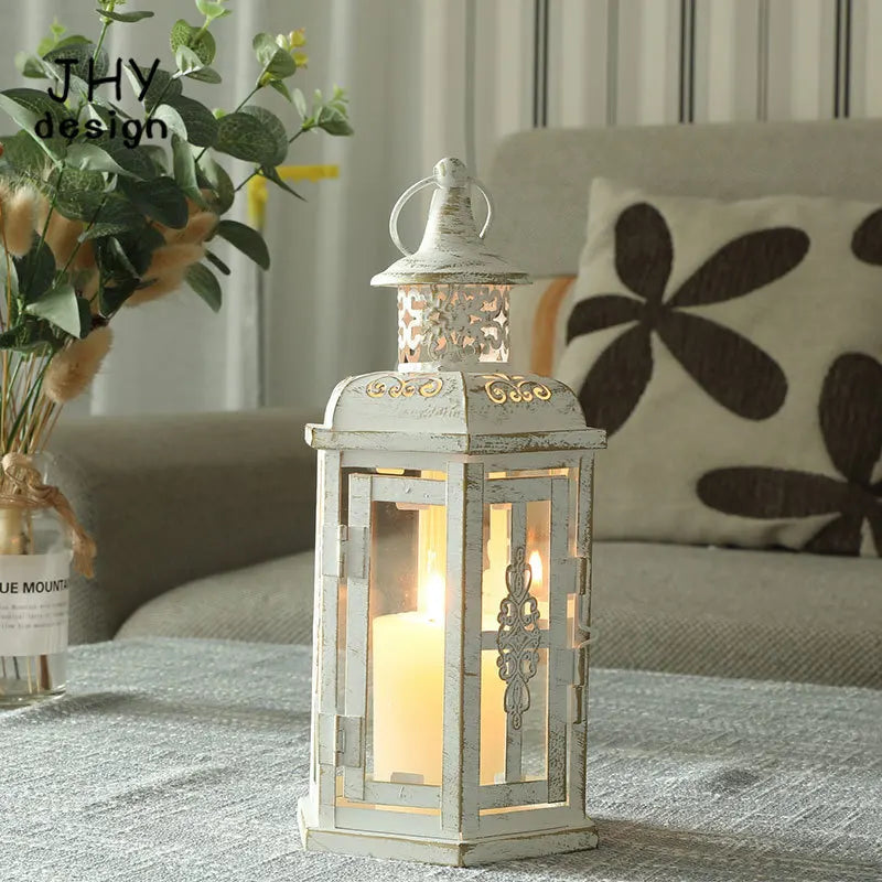 Decorative Candle lantern-10inch High Vintage Style Hanging Lantern Metal Candleholder for Indoor Outdoor Events and Weddings