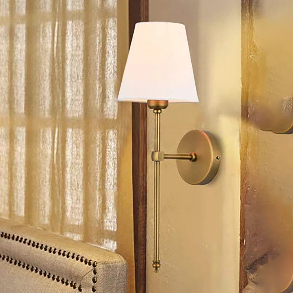 2 E27 non bulb metal wall lamps with fabric lampshades for bedroom and room decoration wall lamps