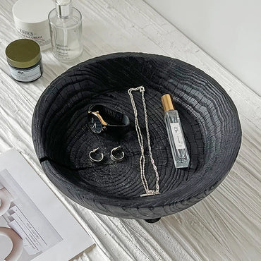 Wabi Sabi Charred Wood Tray Black Fruit Bowl Minimalist Display Platter for Hotel Rustic Storage Tray for Living Room Decoration