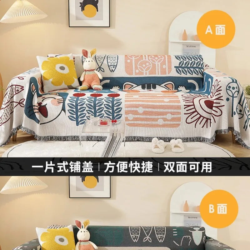 Knitted universal sofa towel Nordic ins style cover cloth full cover sofa cushion cover blanket universal season