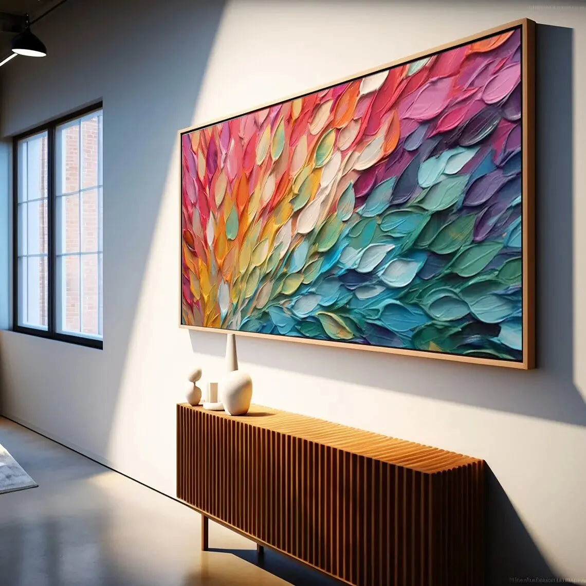 100% Hand Painted Thick Textured Knife Painted Colorful Feathers Wall Art Abstract Oil Painting on Canvas For Home Decoration