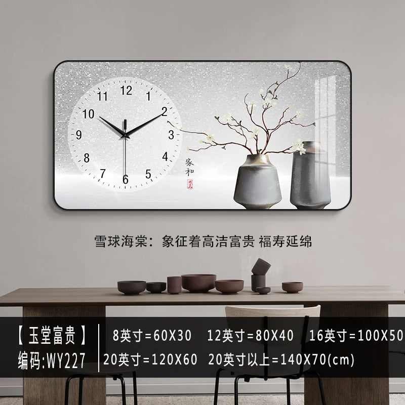 Modern Minimalist Living Room Clock Home New Chinese Style Noiseless Hanging Clock Creative All-Match Wall Hanging Clock Drawing
