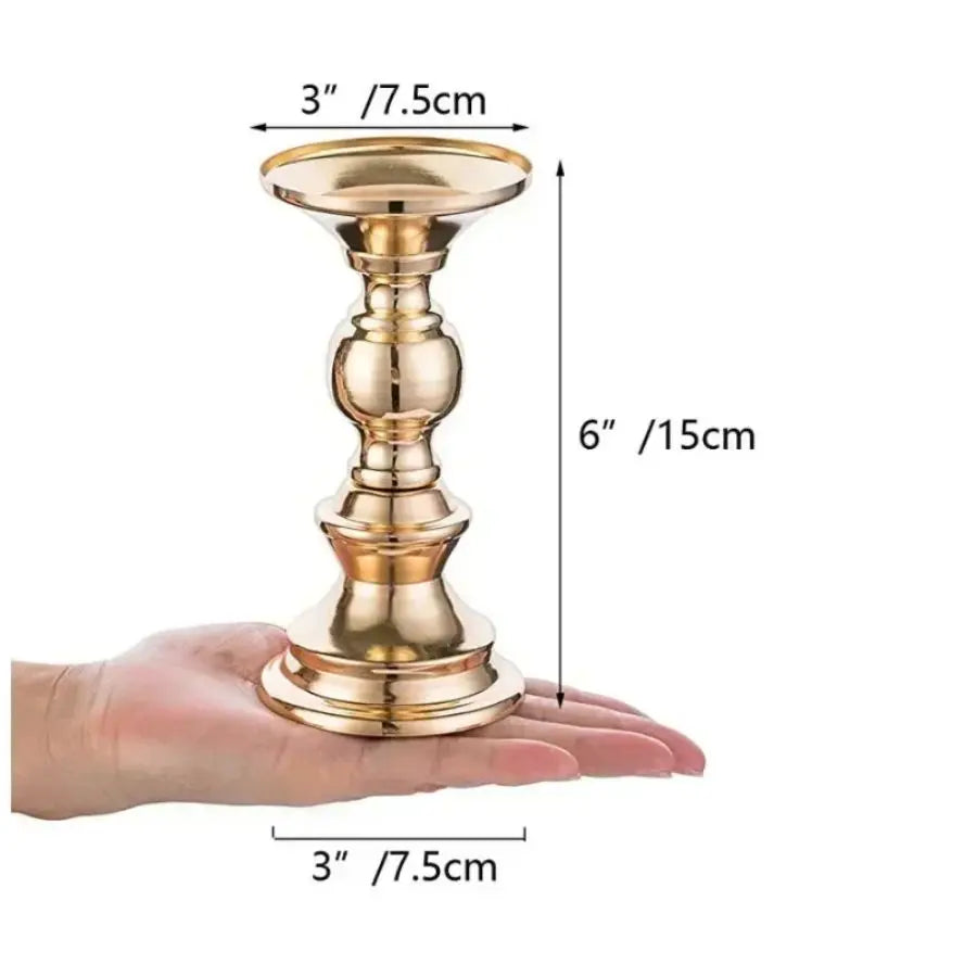 2 Pcs Candle Holders Gold Metal Pillar Candle Holders, Wedding Centerpieces Candlestick Holders Candles Stand Decoration