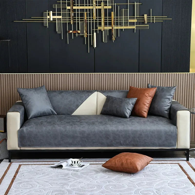 EIFLOY-PU Leather Couch Cover, Waterproof, Non-slip, 2, 3 Seater, Sofa Slipcover, Chair Furniture Protector, for Pets and Kids