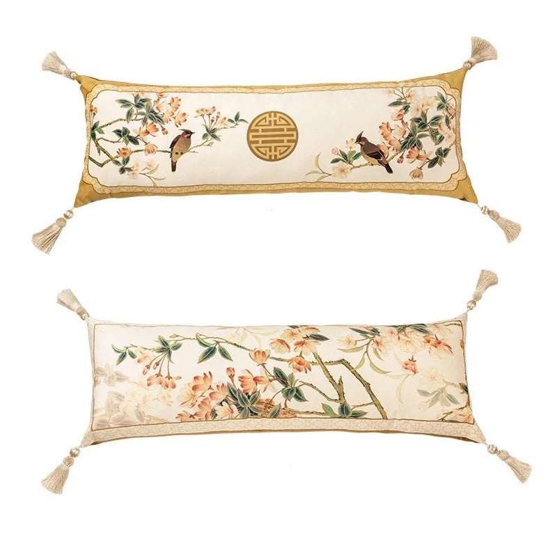 Chinese Flora Bird Pillows 35x100 Long Cushion Luxury Retro Cushions Decorative Pillow For Sofa Chair Bedding Home Decoration