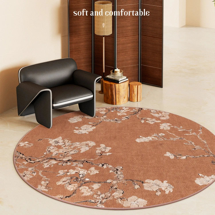 New Chinese Style Round Carpet Thickened Study Anti-slip Mat Light Luxury Carpets for Living Room Home Bedroom Decor Retro Rug