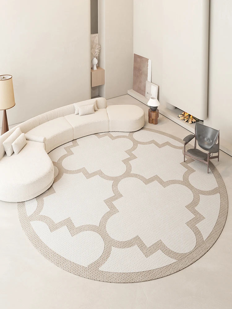 Cream Style Carpets for Living Room Thicken Plush Bedroom Decor Round Carpet Fluffy Soft Lounge Floor Mat Washable Cloakroom Rug