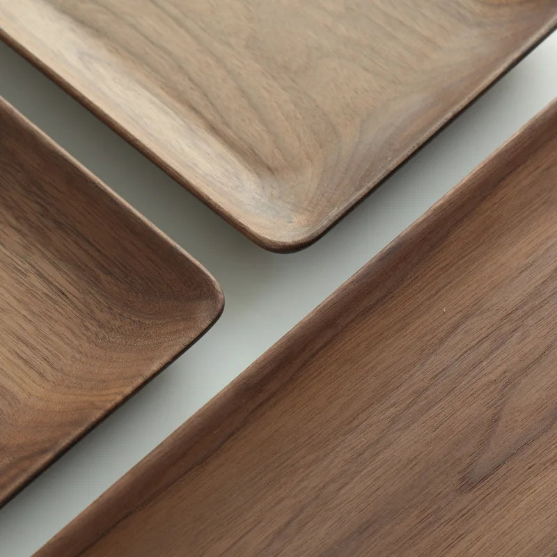 HeMu Black Walnut Whole Wood Rectangular Fruit Tray Living Room Tea Room Reception Snack Plate Restaurant Coffee Shop Service Tr