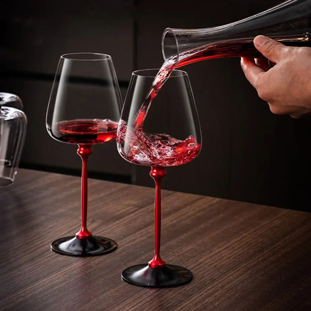 Advanced Clear Rotating Glass Wine Glasses 500ml Thickened Base Crystal Goblet Ergonomic Holder Wine Decanter Glass Cup Whiskey