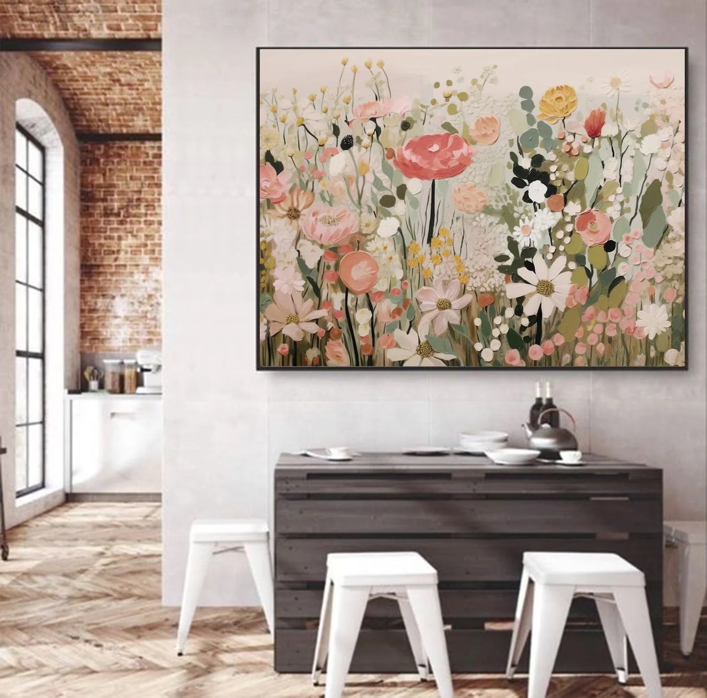 Thick Texture Flower Picture Dafeng Oil Painting Handmade Abstract Oil Painting on Canvas Wall Art Home Decoration Unframed