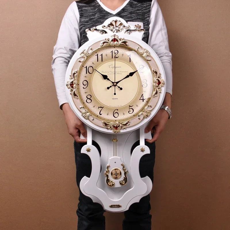 Wood Vintage Wall Clocks Silent Pendulum Clock Nordic Large Home Decor Watches Living Room Luxury Art Decoration Accessories