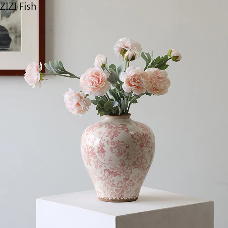 Creative Cracked Texture Vase Blue and White Porcelain Flower Pot Table Decoration Flower Arrangement Vases Room Aesthetic Decor