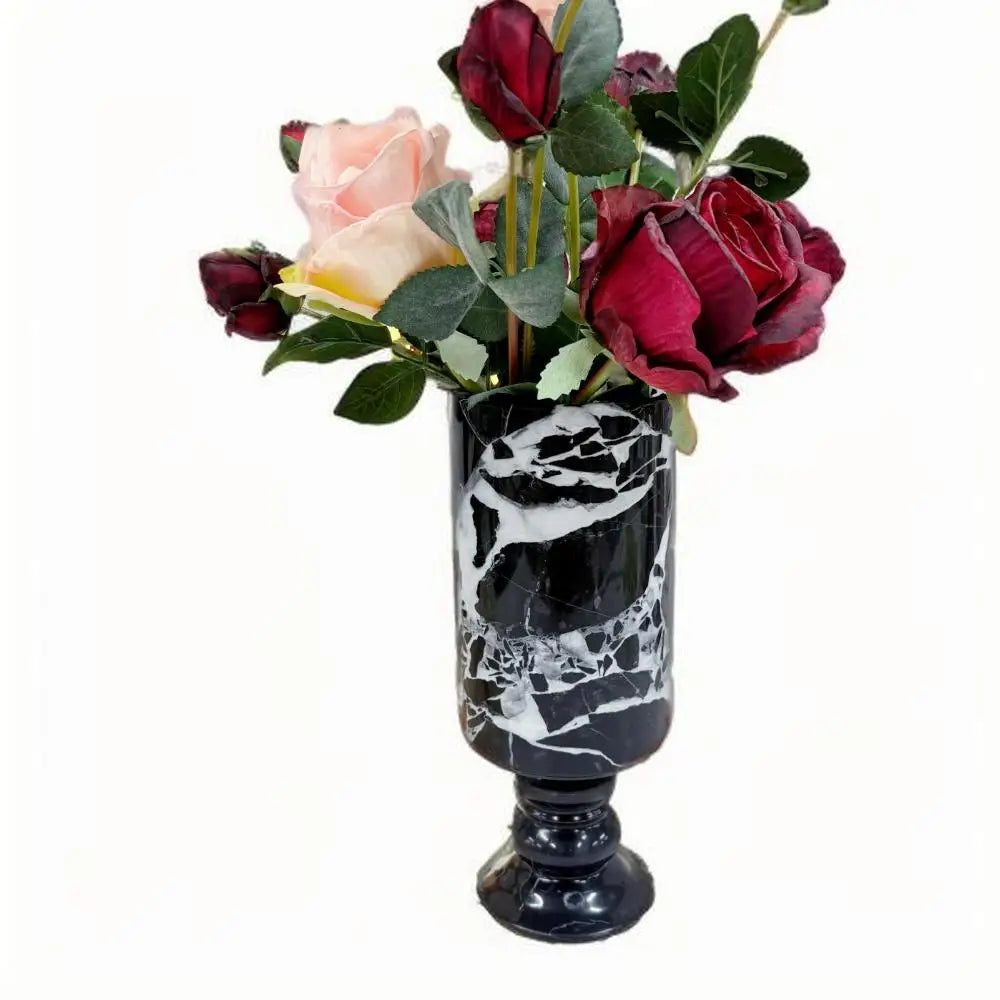 French Style Natural Marble Vase Living Room Flower Vase Marble Decoration High-end Ornament Factor Custom Marble Vase
