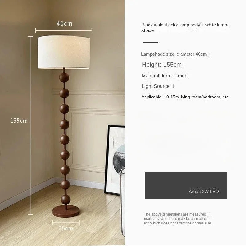 Chinese  Floor Lamp, Nordic Style, Classical Style, Living Room, Bedroom, Study, Bedside, Walnut Color, Luxury Solid Wood Lamp