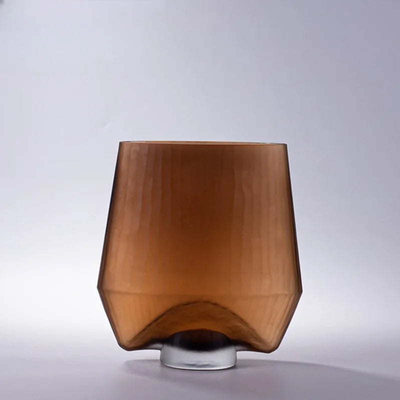 European Style Frosted Multi-edge Design Transparent Glass Vase Creative Hydroponic Flowers Living Room Decoration Ornaments