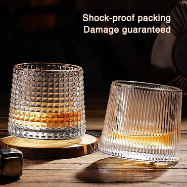 Spinning Whiskey Glass Whiskey Tumblers, Old Fashioned Scotch & Bourbon Glasses,Whisky Brandy Cups for Home Party Wine Glass