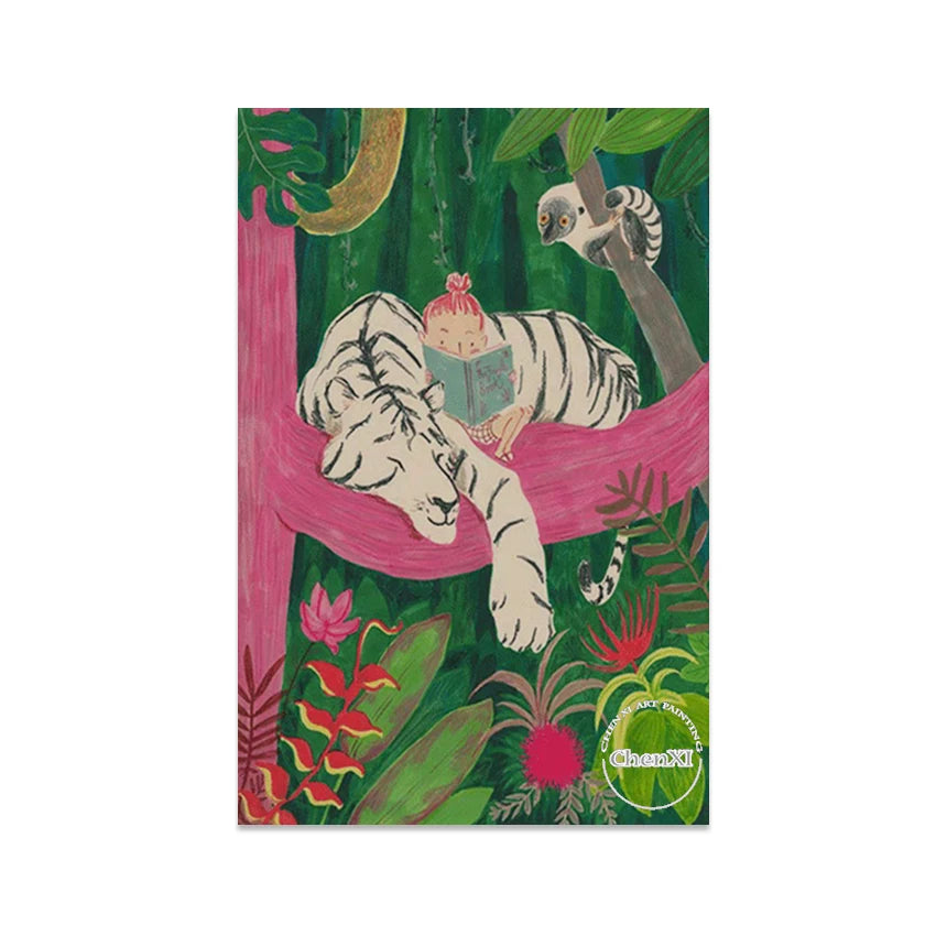 Beautiful Abstract Figure Art Paintings Modern Decoration Wall Frameless Cute Animal Landscape Picture Canvas Handmade Artwork