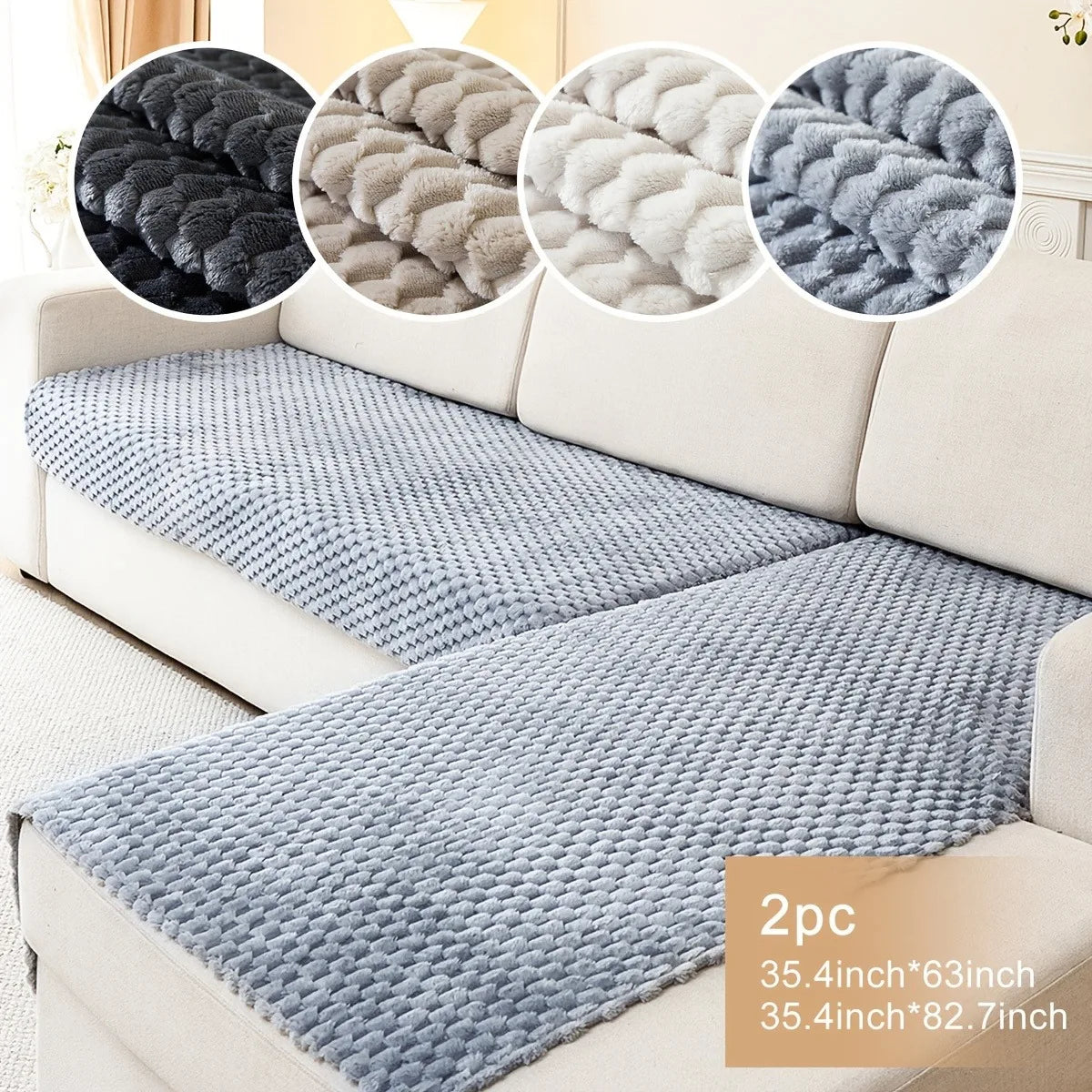 2pcs/Set Honeycomb Jacquard Plush Sofa Covers for Living Room Corner Sofa Couch Seat Cover Sofa Towel