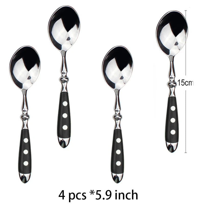 Classic Elegant Stainless Steel Cutlery Set Fork Spoon Knife Full  Dinning Fork Steak Knife Teaspoon Creative Dinnerware Set