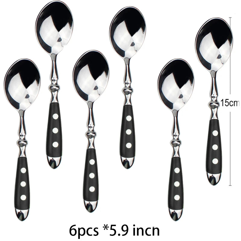 Classic Elegant Stainless Steel Cutlery Set Fork Spoon Knife Full  Dinning Fork Steak Knife Teaspoon Creative Dinnerware Set