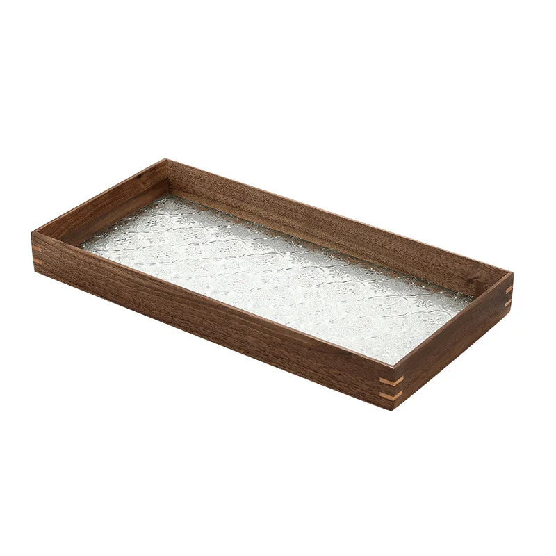 HeMu Vintage cherry-apple flower glass wooden tray tabletop decoration set aromatreatment tea sea reception tea tray