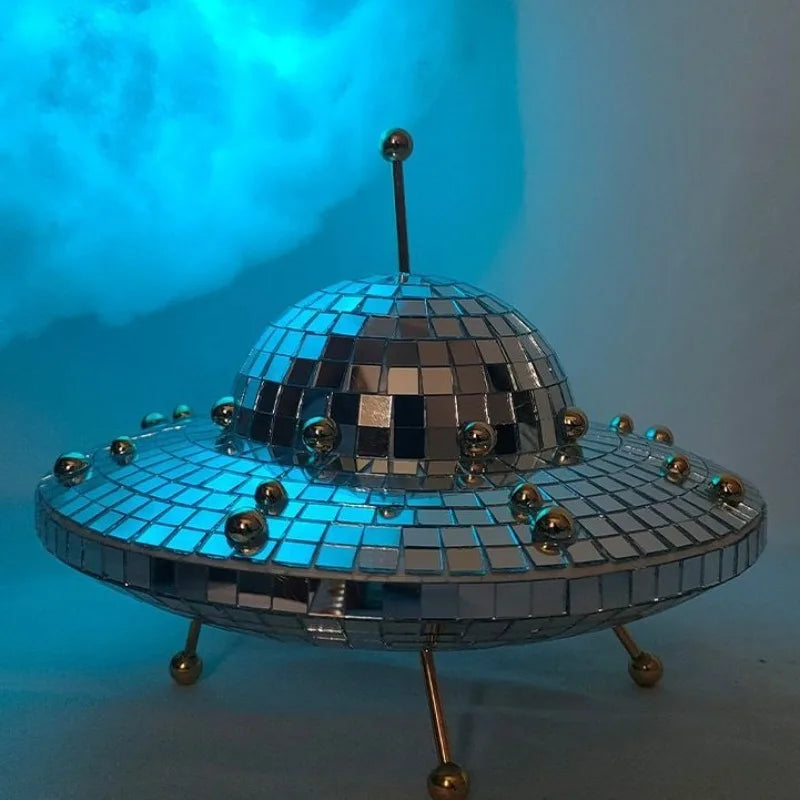 Disco Ball UFO Ornaments Miniature Creative Sculptures Elegant Retro Ornaments Aesthetic Table Accessories Home Decorations