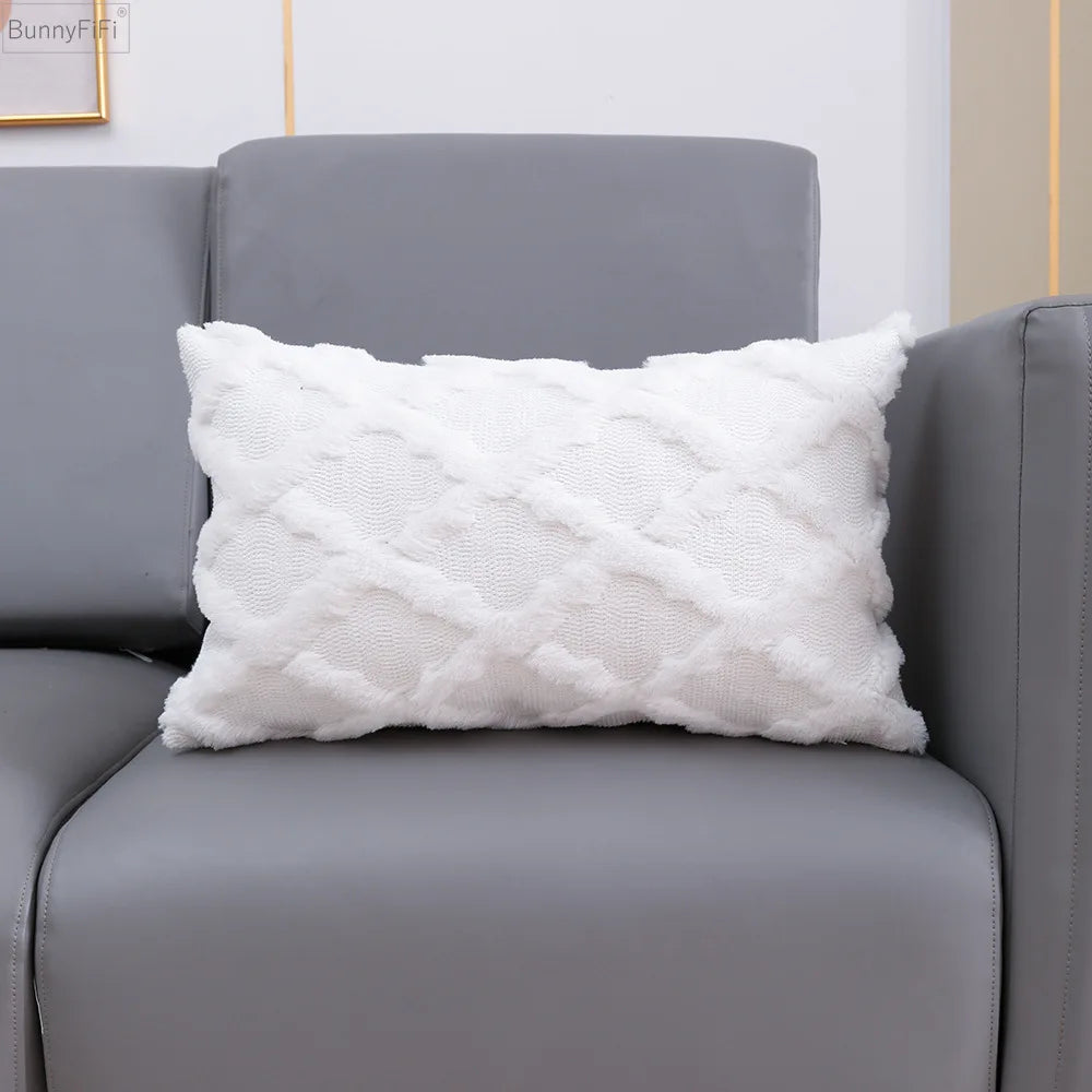 Beige Grey White Solid Cushion Cover Fluffy Embroidery Diamond Soft Home Decoration Pillow Cover Living Room 30x50cm 45x45cm