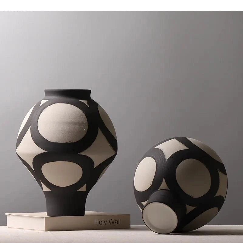 Hand Painted Ceramic Vase Living Room Tabletop Flower Ware Decoration Frosted Arrangement Home